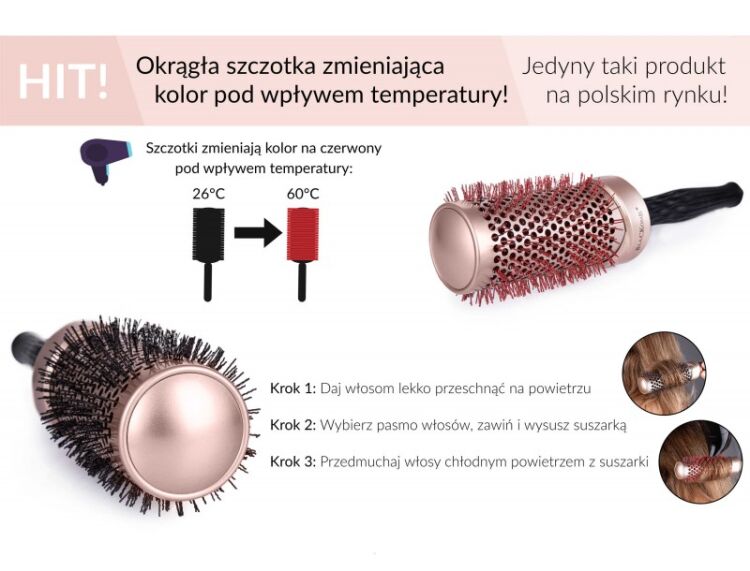 Poniks Blackomb szczotka do modelowania włosów NANO IONIC 25mm