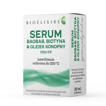 Bioelixire serum Baobab, biotyna i olejek konopny  + filtr UV 20ml