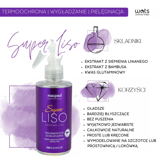 Macpaul Super Liso - brazylijski spray termoochronny wygładzający włosy 200 ml