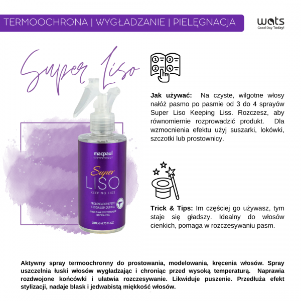 Macpaul Super Liso - brazylijski spray termoochronny wygładzający włosy 200 ml